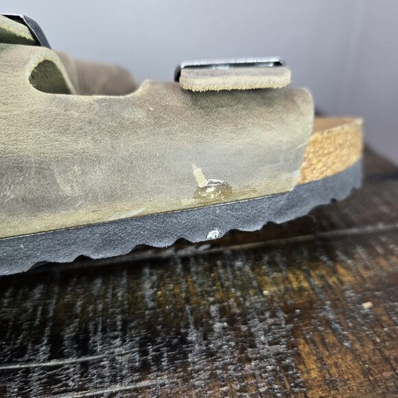 Birkenstock Arizona Mens Size 10 Regular Strap Slides Sandal Brown Leather EU 43 - Picture 11 of 11